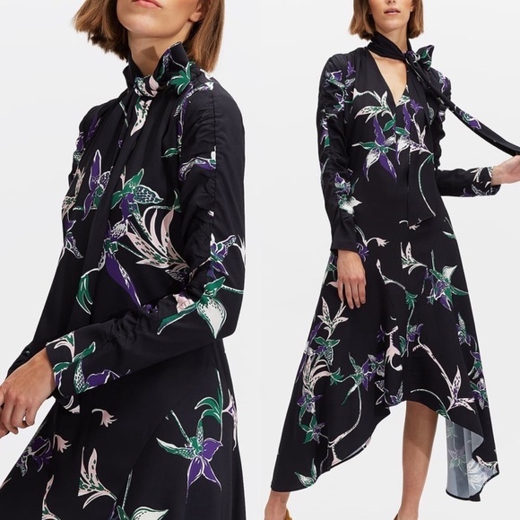 La DoubleJ Martha Dress Orchidee Nero in Sablé Satin MSRP $890 Small - Picture 1 of 10